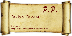Pallek Patony névjegykártya